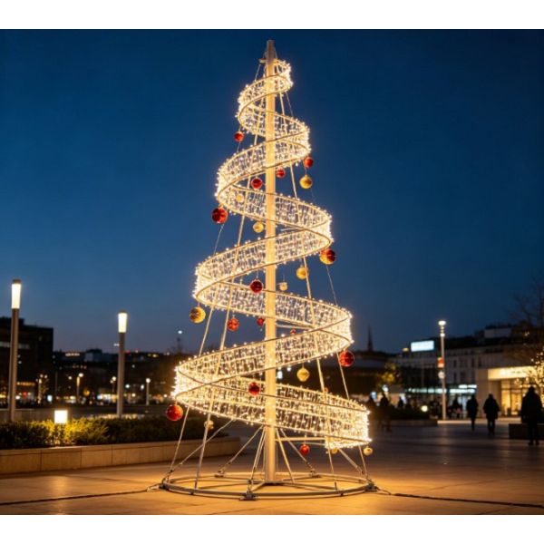 Árbol De Navidad En Espiral Con Adornos